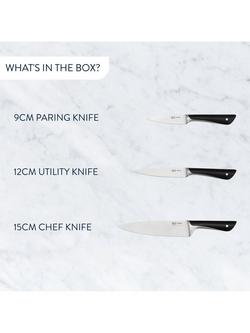 Jamie Oliver by Tefal Stainless Steel Knife Set, 3 Piece - view 2, Silver/Black