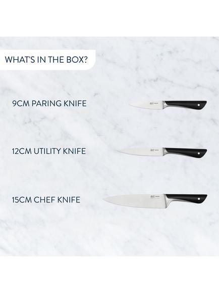 Jamie Oliver by Tefal Stainless Steel Knife Set, 3 Piece - view 2, Silver/Black