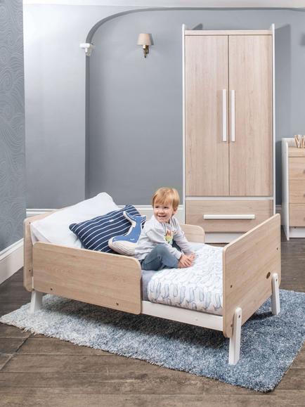 Boori Natty Cotbed with Mattress, White/Oak - view 2, White/Oak