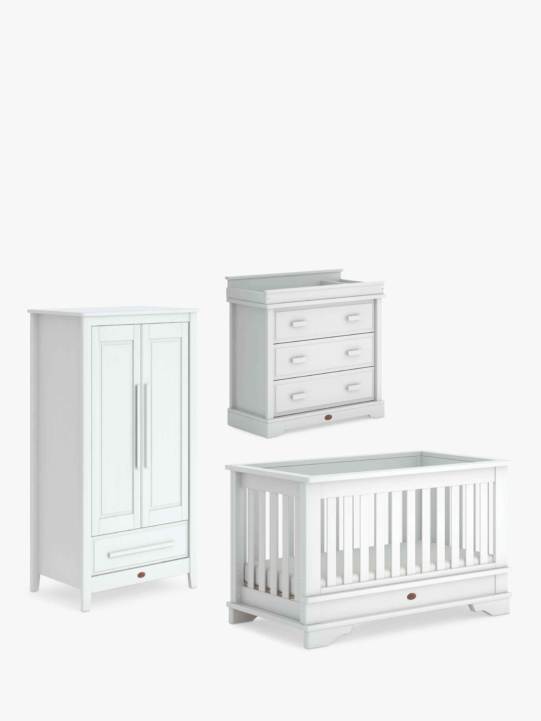 Boori Eton Convertible Plus Cotbed with Mattress, Wardrobe & Dresser, White