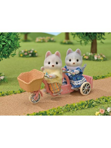 Sylvanian Families Tandem Cycling Set Husky Sister & Brother, 