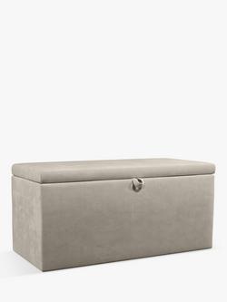 John Lewis Emily Upholstered Ottoman Storage Box, Cotton Effect Beige