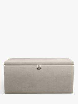 John Lewis Emily Upholstered Ottoman Storage Box - view 2, Cotton Effect Beige