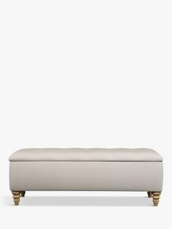 John Lewis Rouen Upholstered Ottoman Storage Box - view 2, Cotton Effect Beige