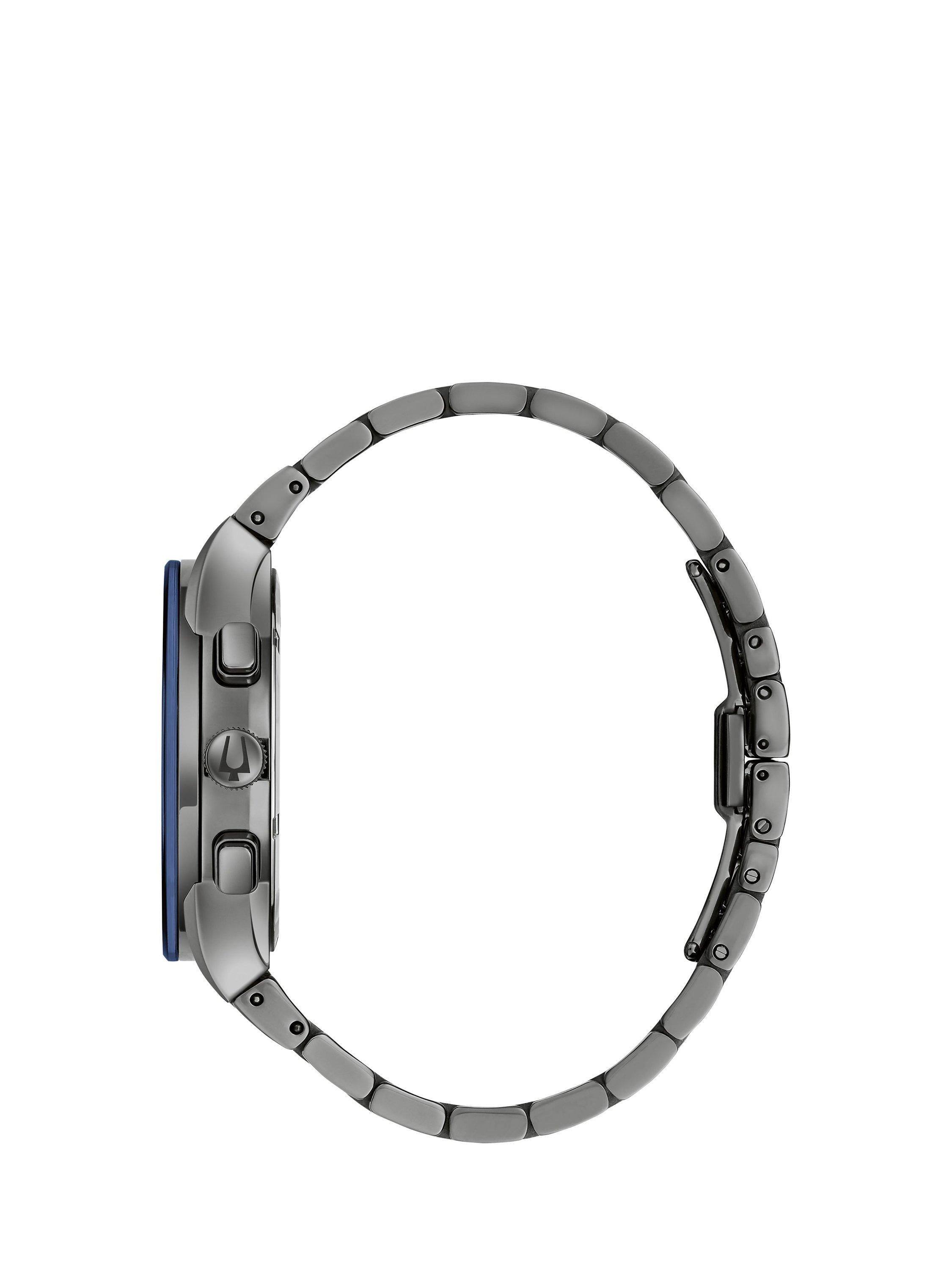 Product image 3 of 3, which shows Bulova Men's Modern Millennia Day Date Chronograph Bracelet Strap Watch, Grey/Blue 98C143