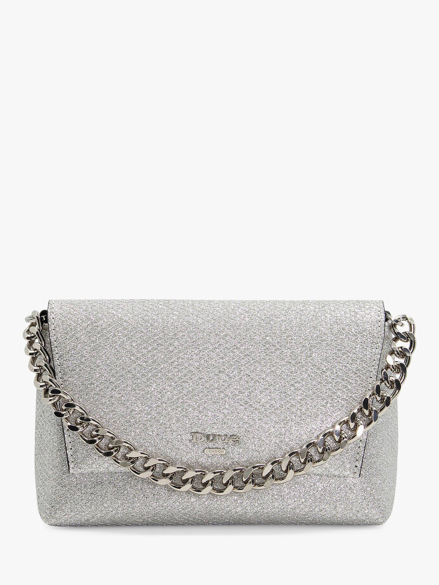 Dune Ballrooms Fabric Clutch Bag, Silver