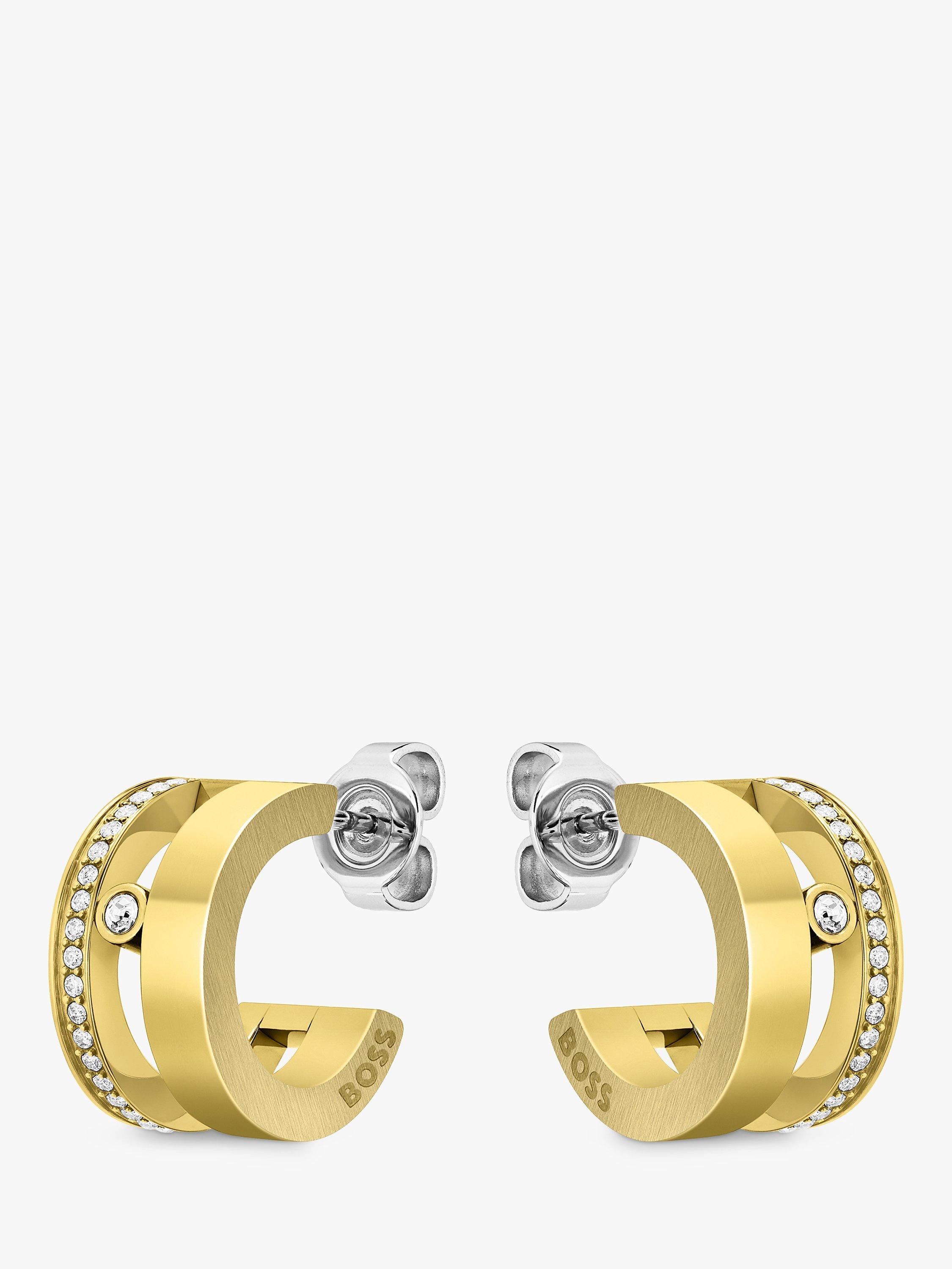 BOSS Lyssa Crystal Hoop Earrings, Gold
