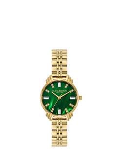 Olivia Burton Women's Art Deco Crystal Bracelet Strap Watch, Gold/Green Ob16dc02