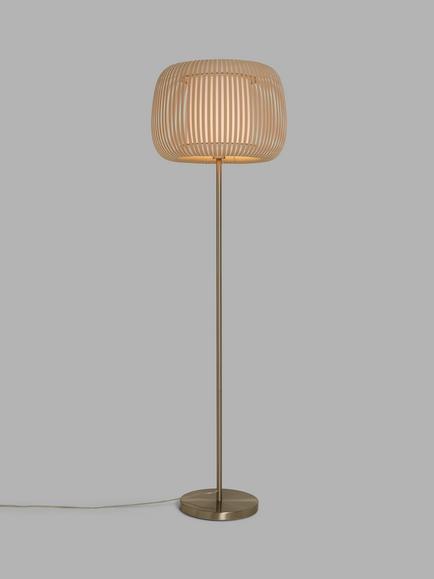 John Lewis Harmony Ribbon New Base Floor Lamp - view 2, Natural/Chrome
