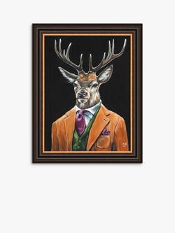 John Lewis Louise Brown 'Gentleman Stag' Framed Print, Brown/Multi, Multi