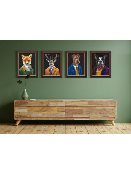 John Lewis Louise Brown 'Dapper Fox' Framed Print, Green/Multi - view 2, Multi