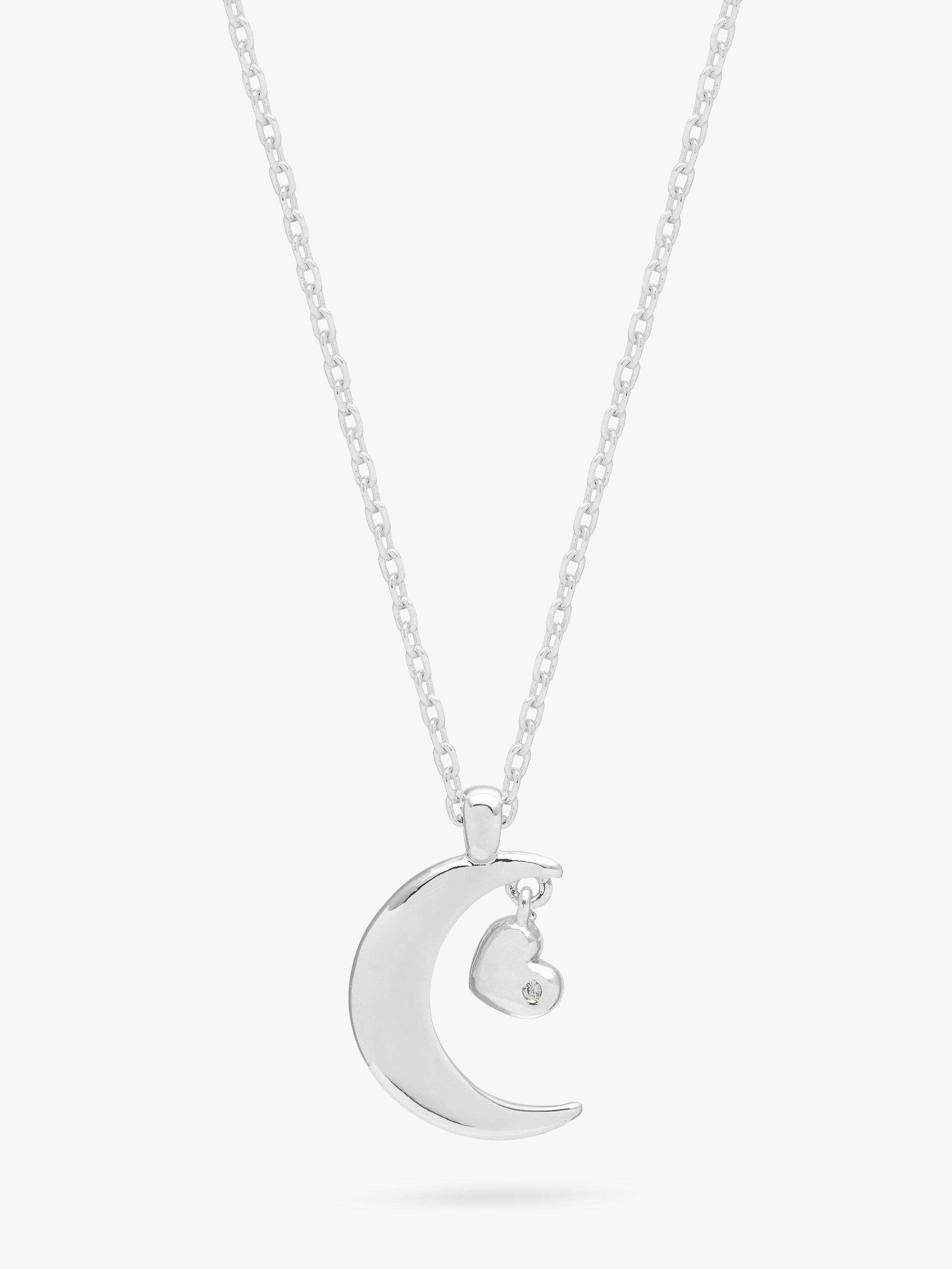 Estella Bartlett Love You To The Moon Charm Pendant Necklace, Silver