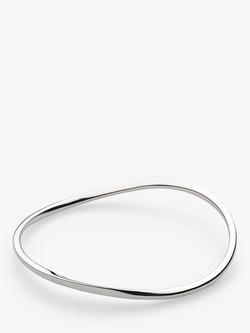 Kit Heath Bevel Curve Medium Slim Wave Bangle, Silver, Silver