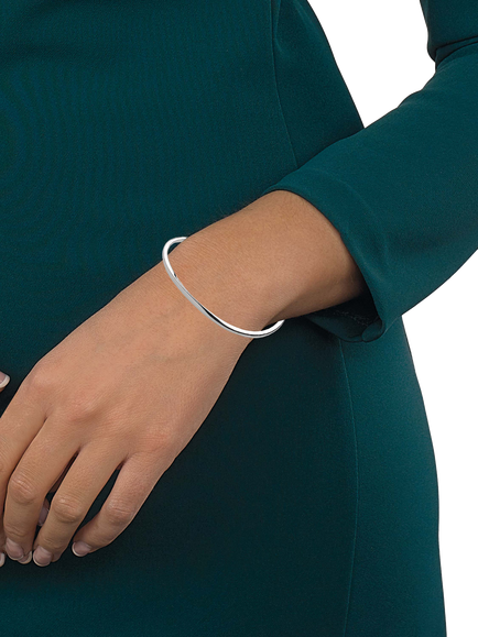 Kit Heath Bevel Curve Medium Slim Wave Bangle, Silver - view 2, Silver