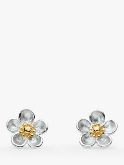 Kit Heath Wood Rose Flower Stud Earrings, Silver/Gold, Silver/Gold