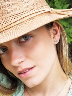 Kit Heath Wood Rose Flower Stud Earrings, Silver/Gold - view 2, Silver/Gold