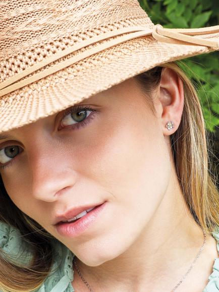 Kit Heath Wood Rose Flower Stud Earrings, Silver/Gold - view 2, Silver/Gold