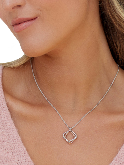 Kit Heath Alicia Pendant Necklace, Silver/Rose Gold - view 2, Silver/Rose Gold