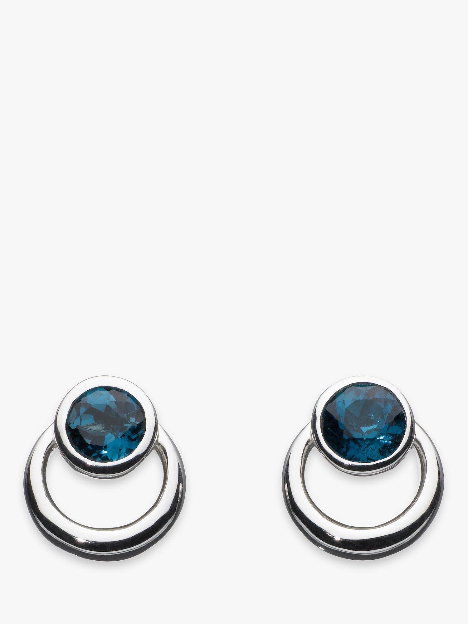Product image 1 of 5, which shows Kit Heath Bevel Cirque London Stud Earrings, Silver/Blue Topaz