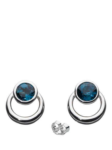 Kit Heath Bevel Cirque London Stud Earrings, Silver/Blue Topaz, Silver/Blue Topaz