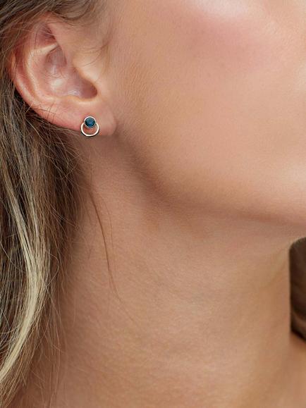 Kit Heath Bevel Cirque London Stud Earrings, Silver/Blue Topaz - view 2, Silver/Blue Topaz