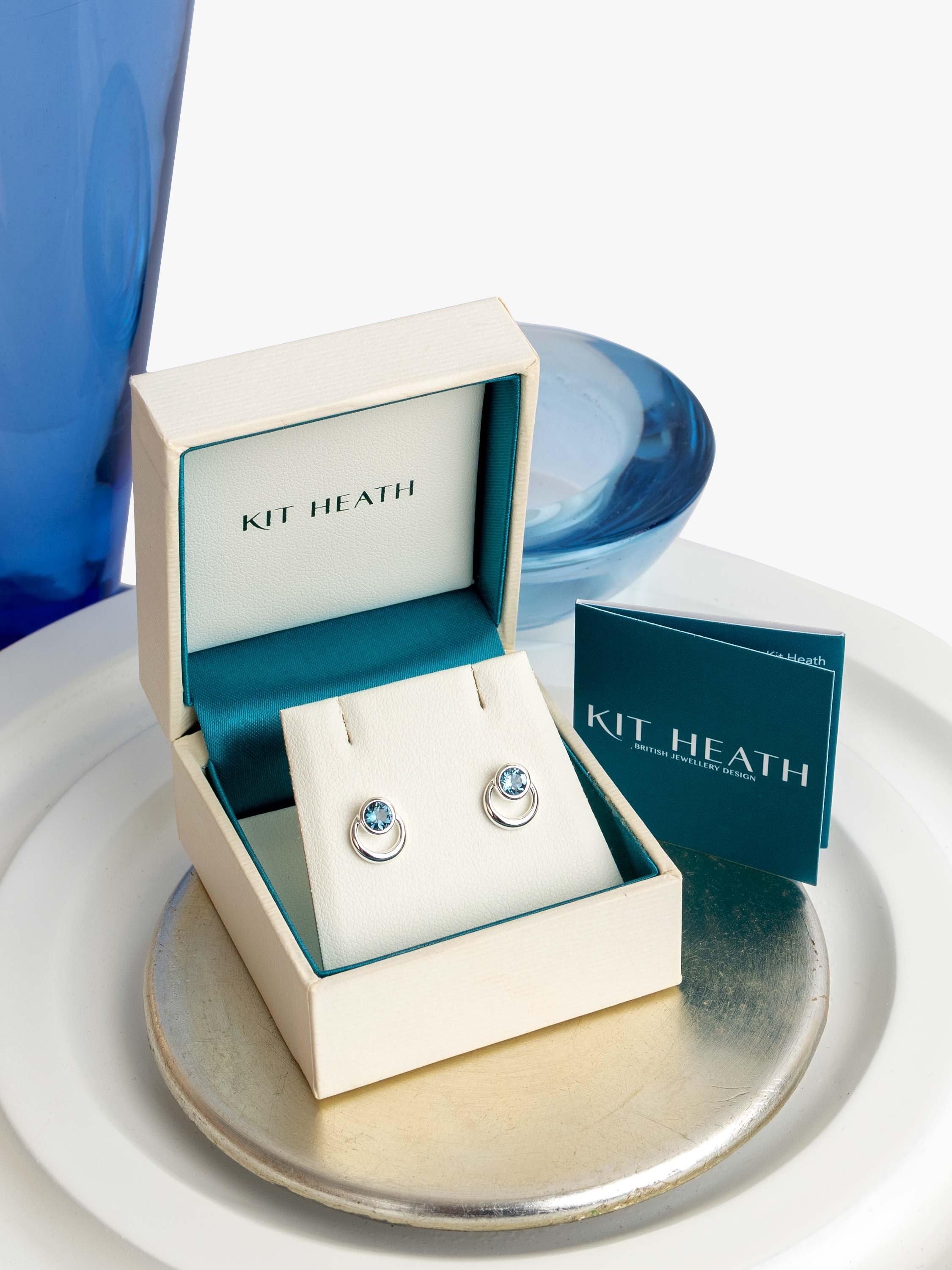 Product image 3 of 5, which shows Kit Heath Bevel Cirque London Stud Earrings, Silver/Blue Topaz
