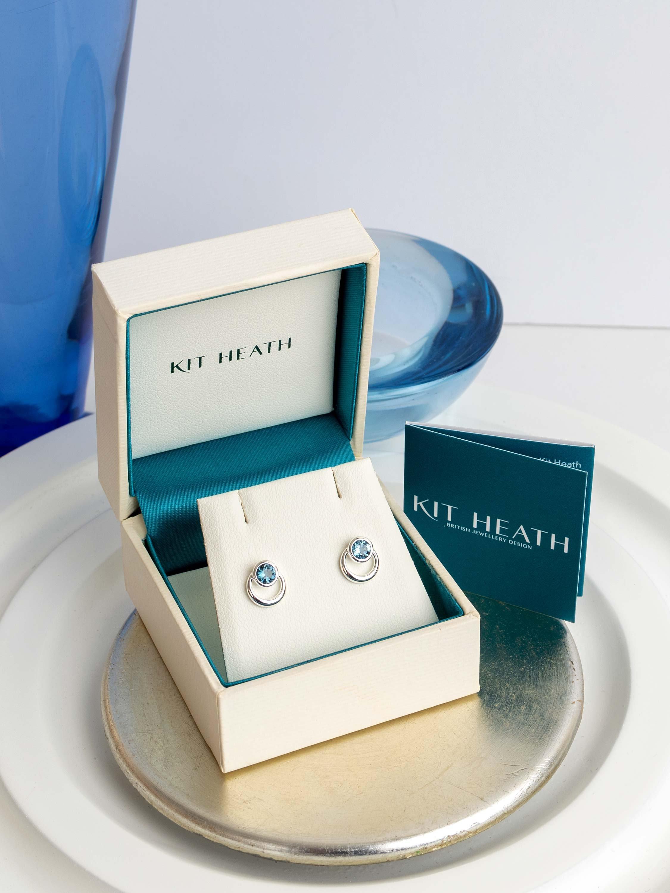 Product image 5 of 5, which shows Kit Heath Bevel Cirque London Stud Earrings, Silver/Blue Topaz