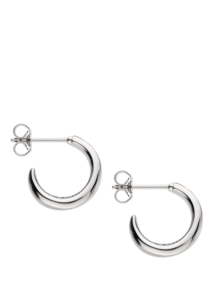Kit Heath Bevel Cirque Semi Hoop Earrings, Silver, Silver