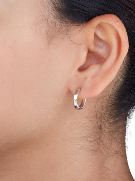 Kit Heath Bevel Cirque Semi Hoop Earrings, Silver - view 2, Silver