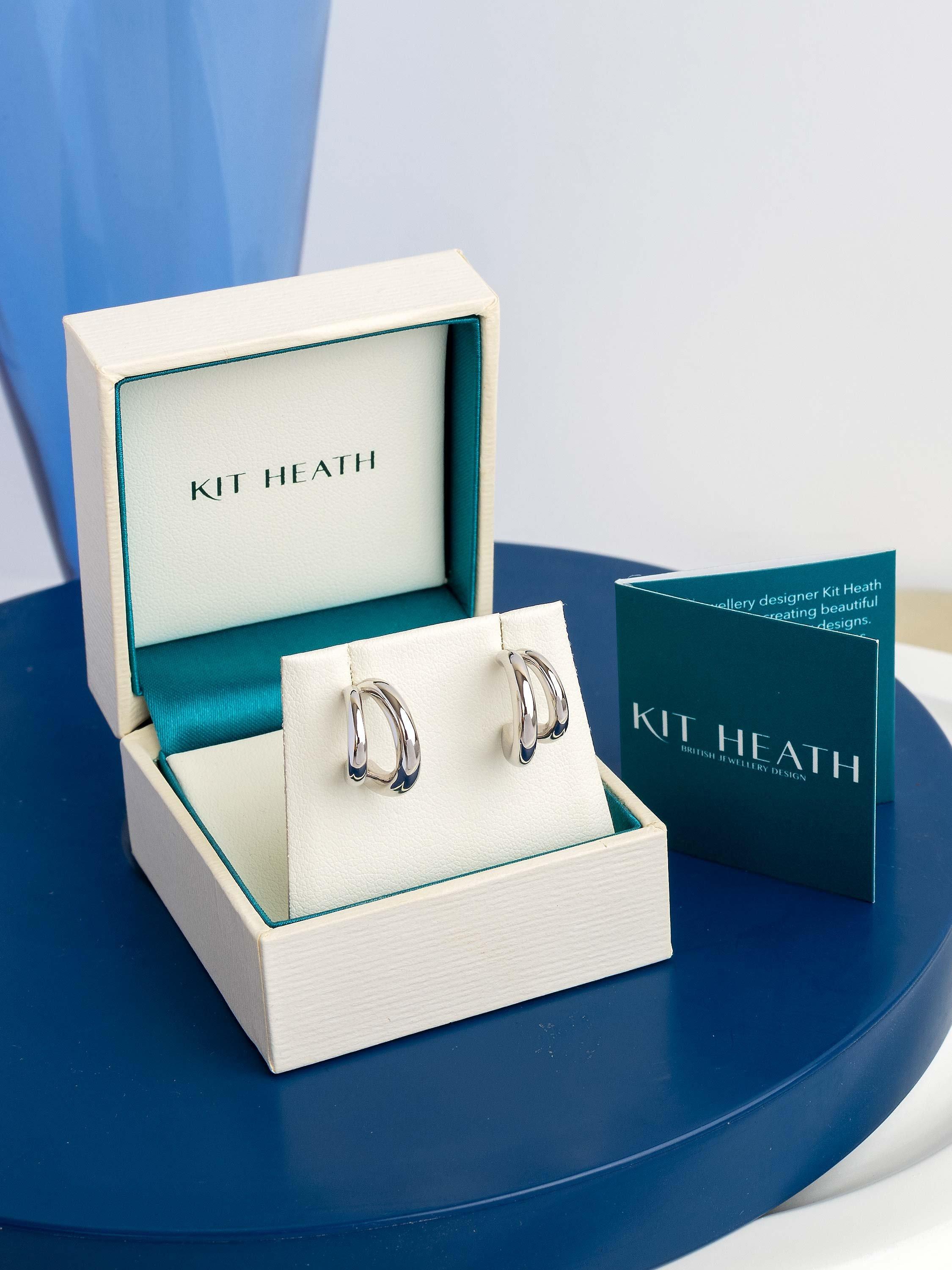 Product image 3 of 4, which shows Kit Heath Bevel Cirque Link Double Semi Hoop Earrings, Silver