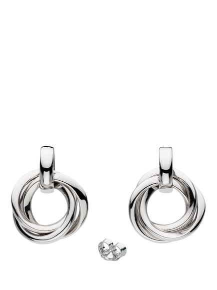Kit Heath Bevel Trilogy Drop Earrings, Silver, Silver