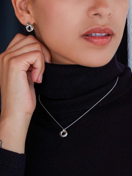 Kit Heath Bevel Cirque Trilogy Pendant Necklace - view 2, Silver