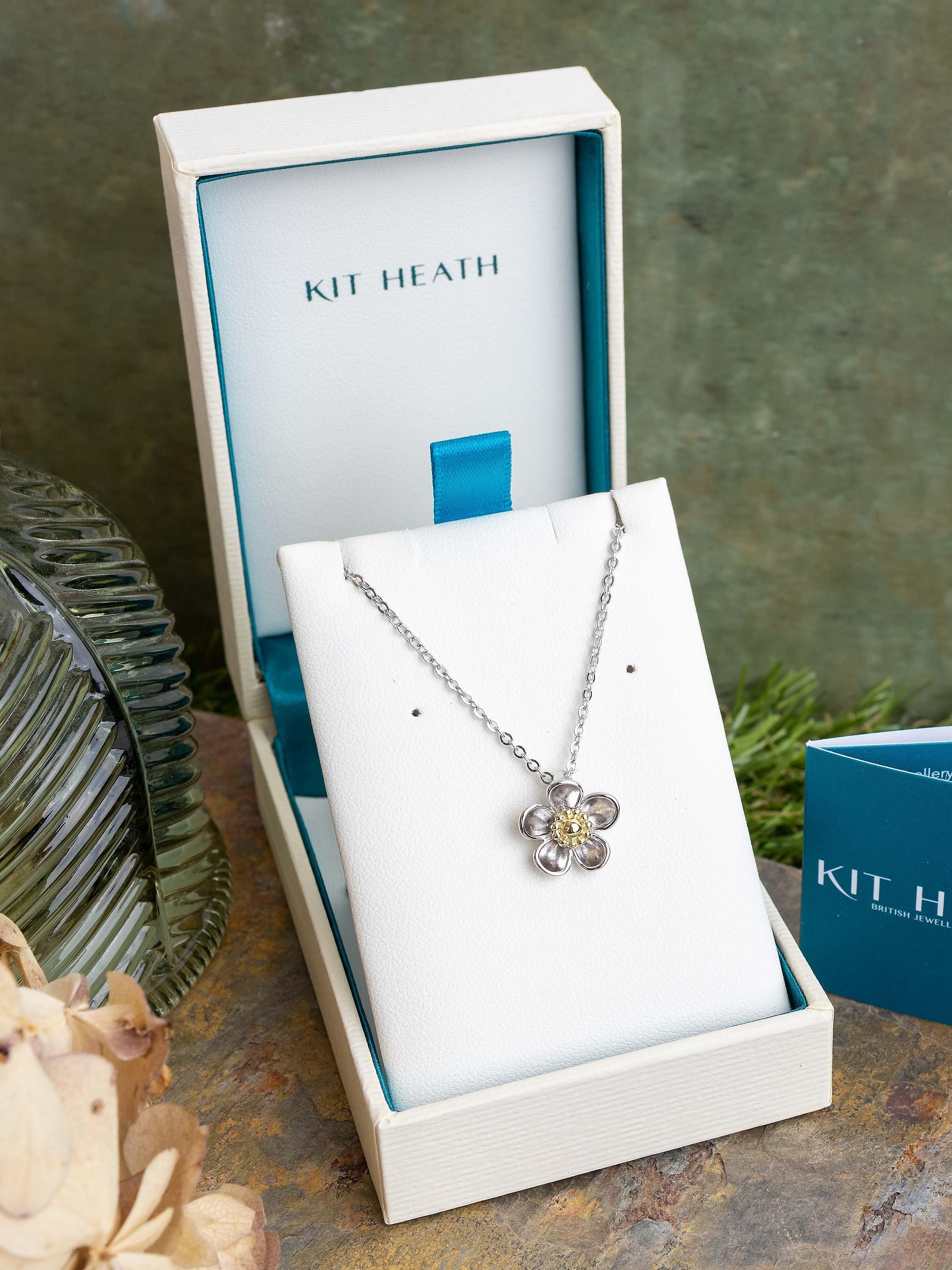 Product image 4 of 4, which shows Kit Heath Blossom Wood Rose Pendant Necklace, Silver/Gold