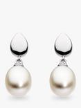 Kit Heath Coast Pebble Freshwater Pearl Drop Earrings, Silver/White