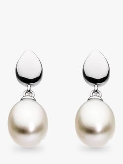 Kit Heath Coast Pebble Freshwater Pearl Drop Earrings, Silver/White, Silver/White