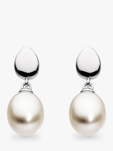 Kit Heath Coast Pebble Freshwater Pearl Drop Earrings, Silver/White, Silver/White