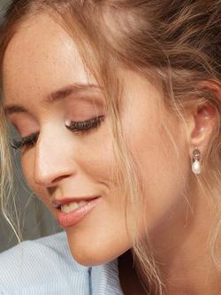 Kit Heath Coast Pebble Freshwater Pearl Drop Earrings, Silver/White - view 2, Silver/White