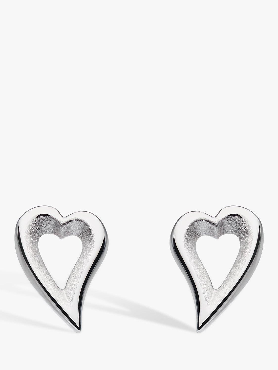 Kit Heath Desire Love Story Heart Stud Earrings, Silver