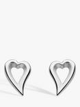 Kit Heath Desire Love Story Heart Stud Earrings, Silver