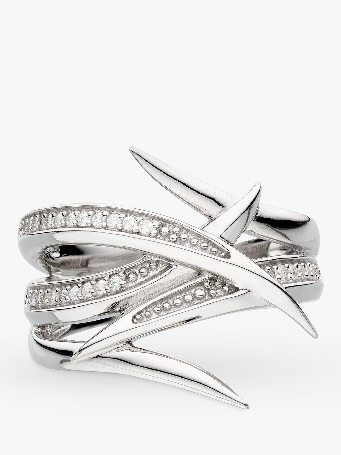 Kit Heath Entwine Pavé Cubic Zirconia Ring, Silver