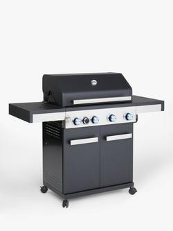 John Lewis Grillstream 4-Burner Hybrid Gas & Charcoal BBQ - view 2, Black/Silver