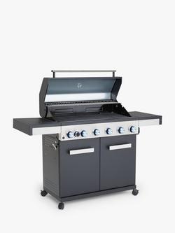 John Lewis Grillstream 6-Burner Hybrid Gas & Charcoal BBQ, Black/Silver - view 2, Black/Silver