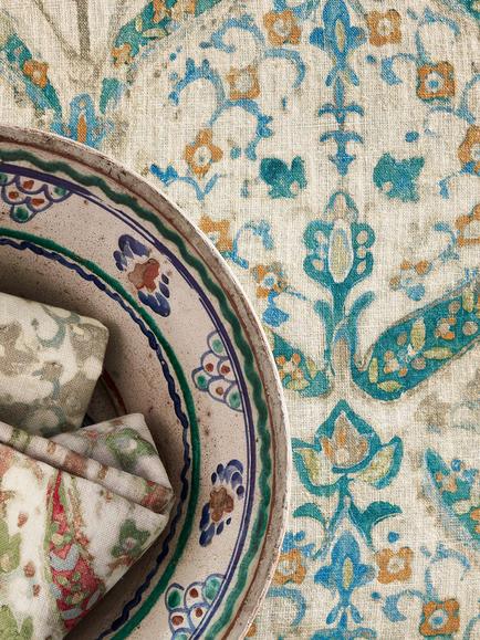 Colefax and Fowler Yasamin Furnishing Fabric - view 2, Blue/Jade