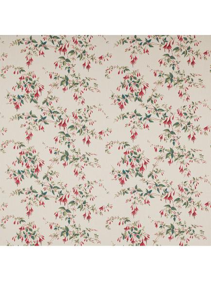 Colefax and Fowler Fuchsia Linen Furnishing Fabric, Red/Forest