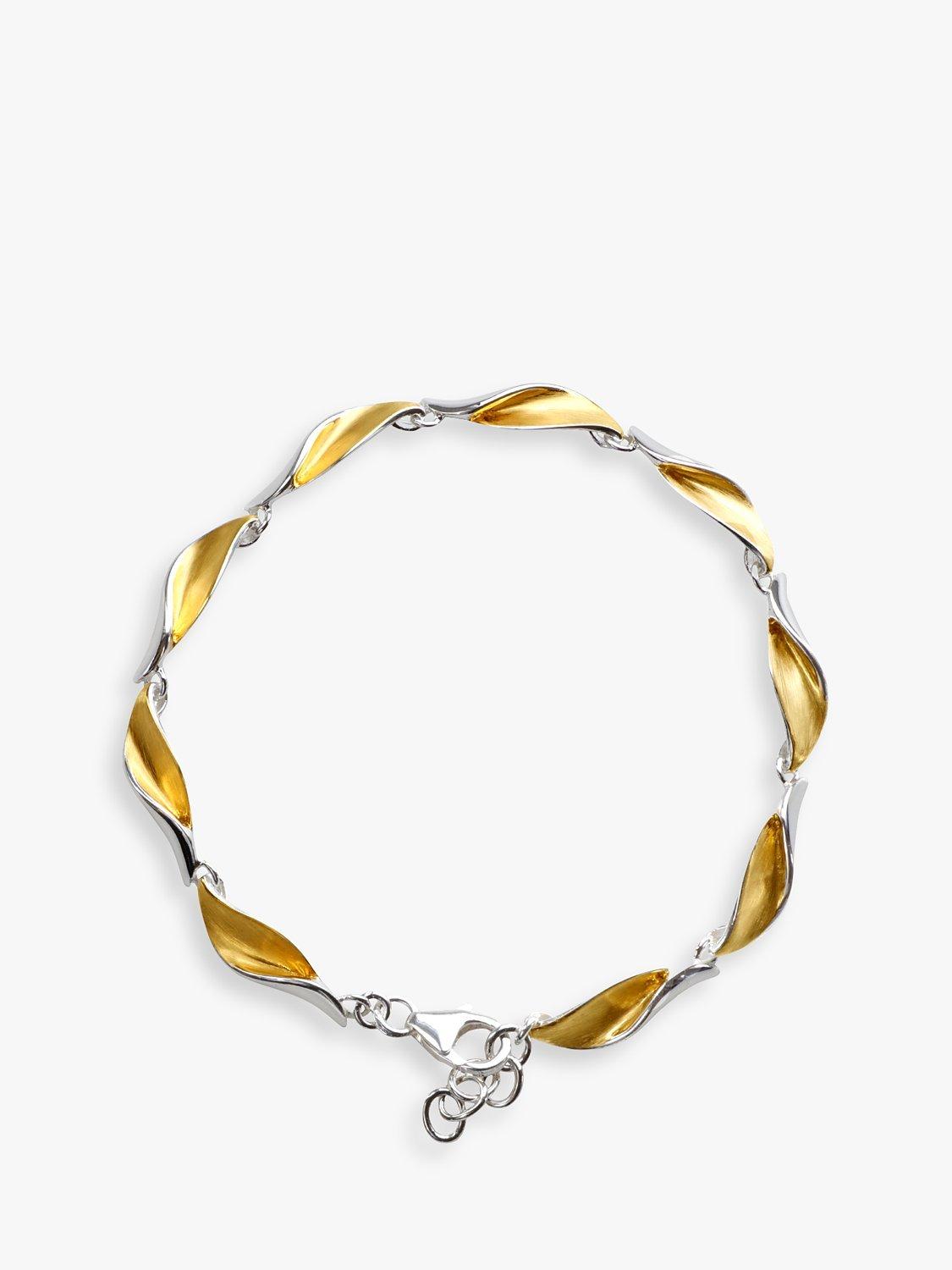 Product image 1 of 5, which shows Nina B Lily Two Tone Link Chain Bracelet, Gold/Silver