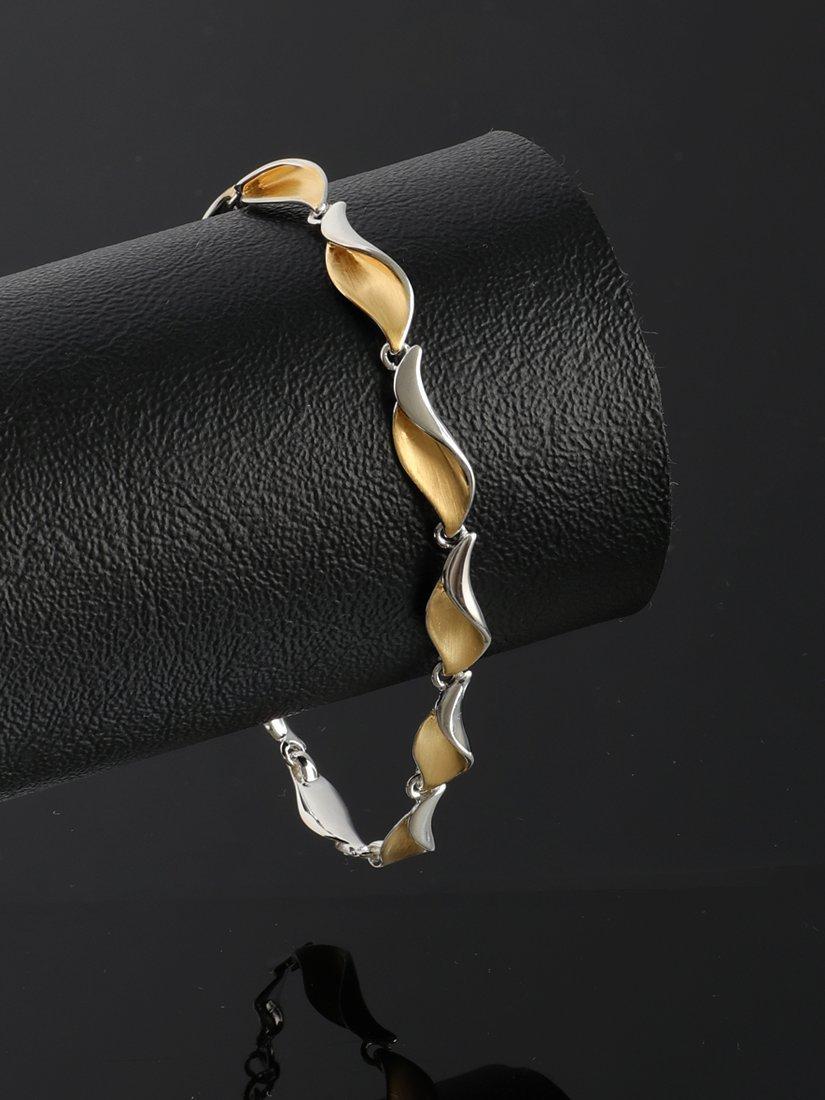 Product image 3 of 5, which shows Nina B Lily Two Tone Link Chain Bracelet, Gold/Silver