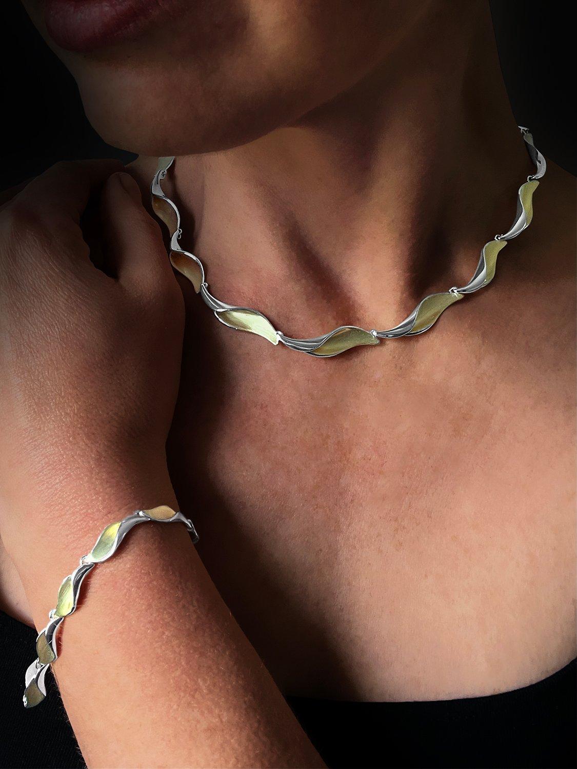 Product image 4 of 5, which shows Nina B Lily Two Tone Link Chain Bracelet, Gold/Silver
