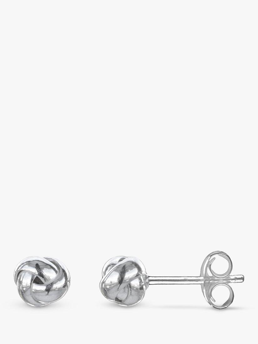 Product image 1 of 3, which shows Nina B Sterling Silver Tiny Knot Earrings, Silver