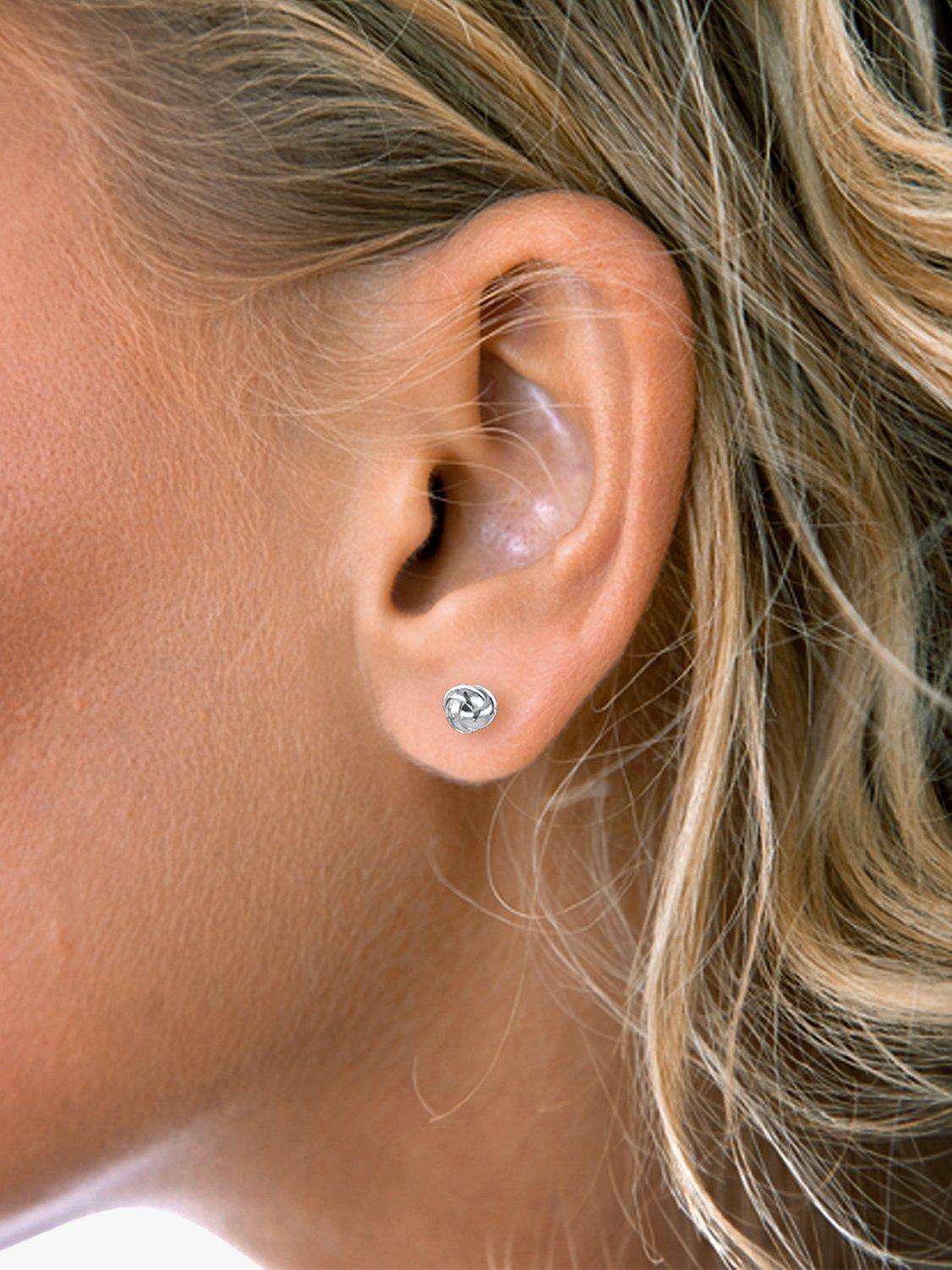 Product image 2 of 3, which shows Nina B Sterling Silver Tiny Knot Earrings, Silver