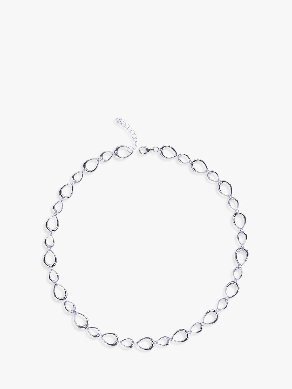 Product image 1 of 4, which shows Nina B Open Teardrop Necklace, Silver